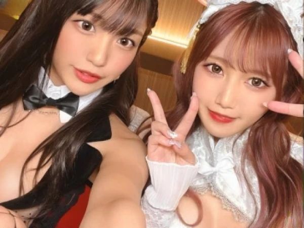 【ヤリマン美女の乱交パーティー】『もっと激しく…』ガールズバー店員の超絶美女2人組がバニーコスで3P＆4P！イキまくるエロカワ女子たちの淫乱プレイが止まらない！Wバニーが男たちを翻弄する過激な夜♡